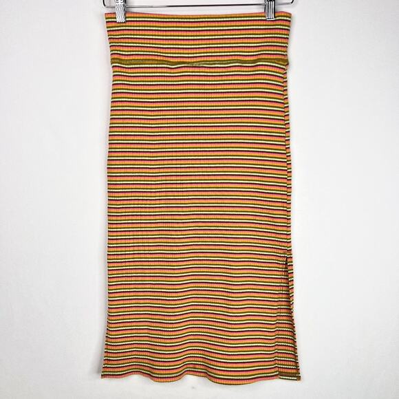 Aerie Ribbed Stripe Retro Color Midi Skirt Small - Picture 1 of 12